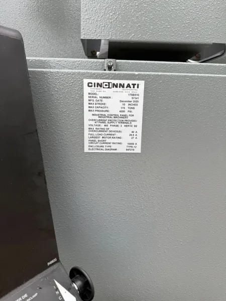 175 TON X 12&#039; CINCINNATI MODEL #175BX10 HYDRAULIC PRESS BRAKE 2021: STOCK 24185