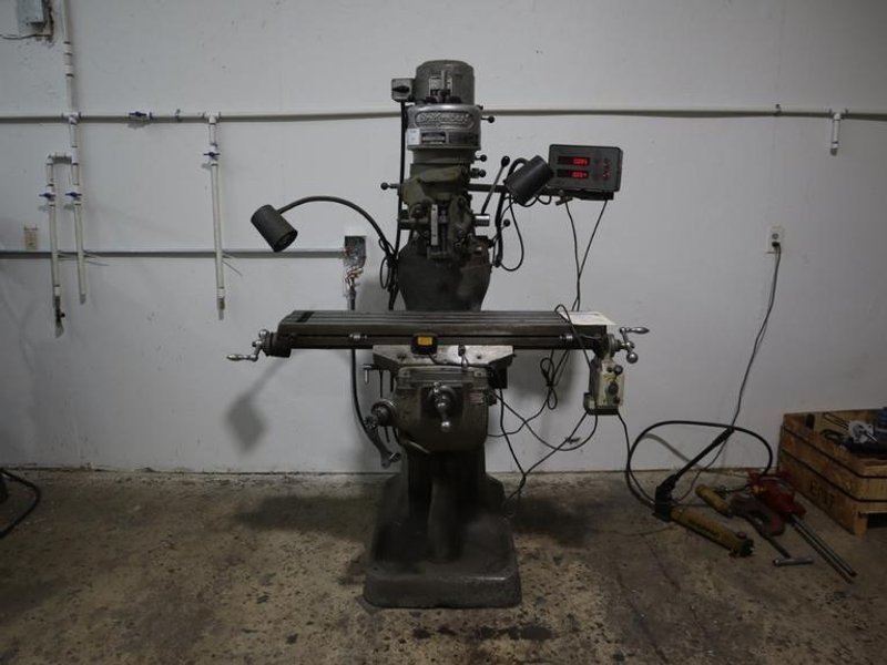 Bridgeport 1J Vertical Milling Machine, Variable Speed Power Table Feed, 2-Axis DRO- Auction Item