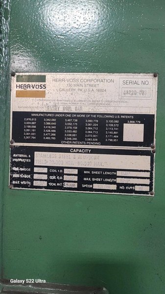 60" X .105" X 40,000 LB HERR VOSS HIGH SPEED CUT TO LENGTH LINE : YOBRO 26152
