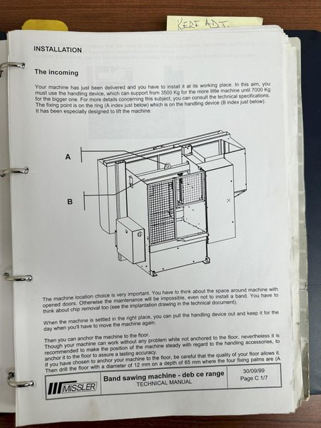 13.4" X 13.4" MISSLER MODEL #DEB-340-CE AUTOMATIC HORIZONTAL BANDSAW, NEW 2000: STOCK #19627