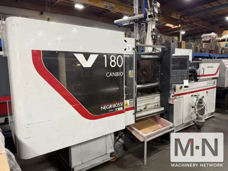 180 TON 12.6 OZ NEGRI BOSSI MODEL V180 CANBIO INJECTION MOLDING MACHINE MFG 2012