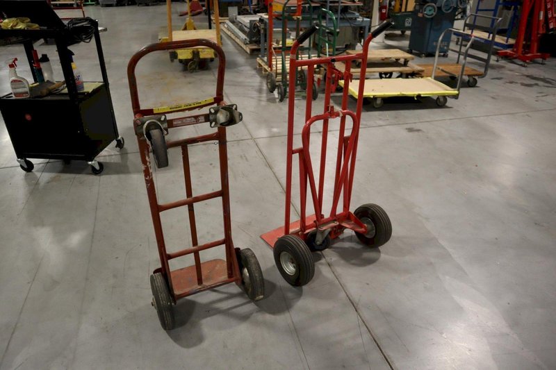 2 Wheel Dolly Moving Carts, (2 pcs) (1) With Pnuematic Tires, (1) Solid Rubber Tire- Auction Item