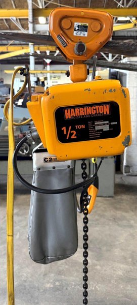 1/2 Ton Harrington Electric Chain Hoist, Pendant, Trolley, 3 Phase