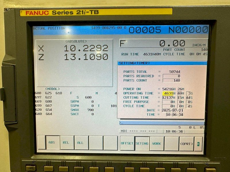 Doosan Puma 300LC CNC Lathe, 2006 – Low Hours, 15″ Chuck, Chip Conveyor, Programmable Tailstock, Presetter
