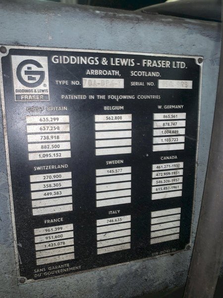 4&quot; GIDDINGS &amp; LEWIS MODEL #70A-DP4-T HORIZONTAL TABLE TYPE BORING MILL HBM: STOCK 13393