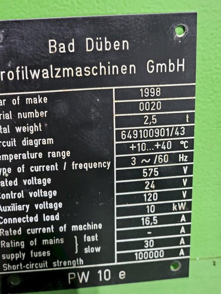 BAD DUEBEN PR-10 MANUAL (THREAD ROLLER)