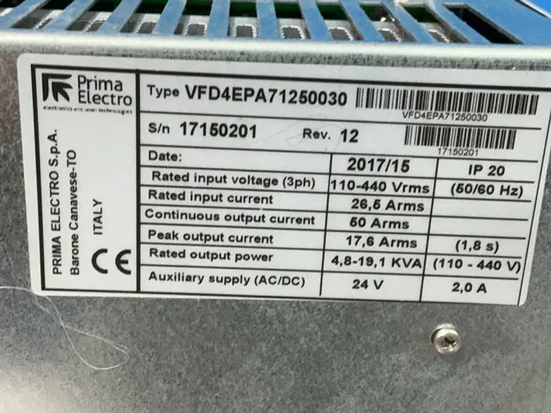 PRIMA ELECTRO SERVO DRIVE  -  VFD4EPA71250030