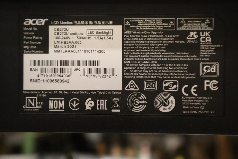 Acer 27&quot; Monitors w/ Adjustable Stands (2) &amp; Dual Monitor Mount- Auction Item