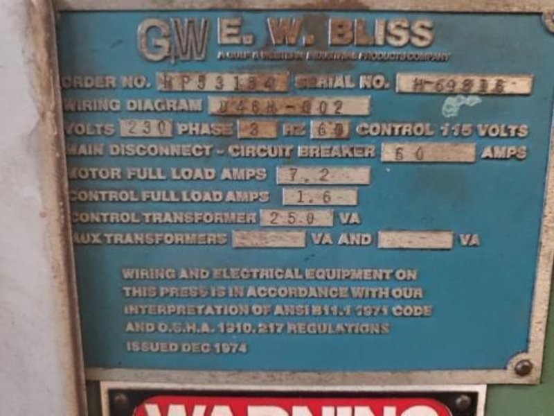 22 TON BLISS C-22 OBI PUNCH PRESS