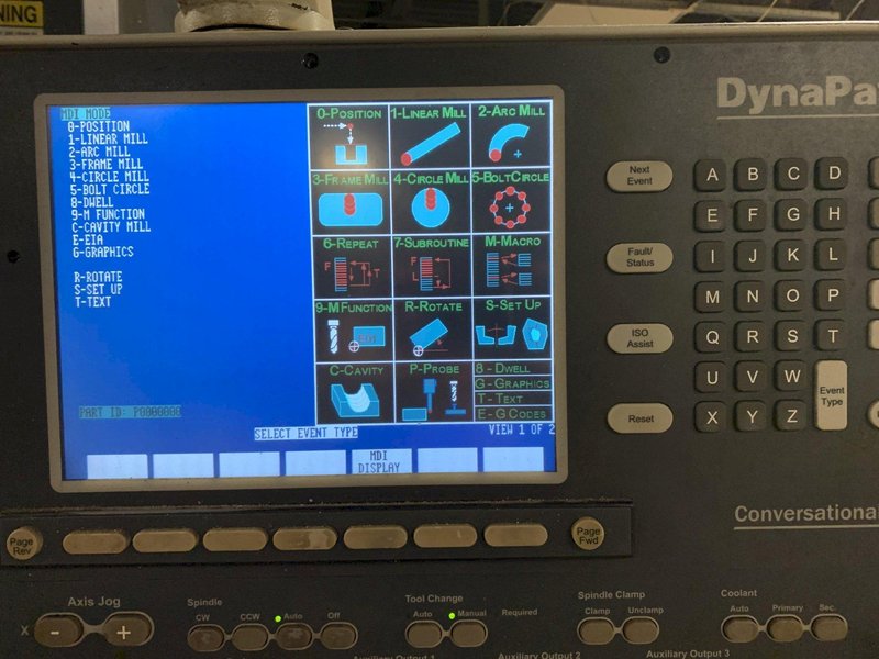 Dynapath Model DMC-4E 3-Axis CNC Vertical Bed Mill, S/N 214, New 2012.