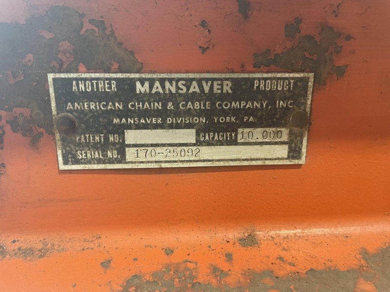 5 TON X 72" X 17" TO 57" WIDE BUSHMAN ADJUSTABLE SHEET LIFTER