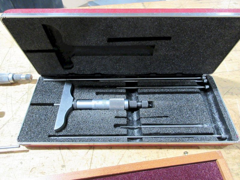 Depth Micrometers with Various Length Barrell Attachments, Starrett, Brown &amp; Sharpe and Others- Auction Item