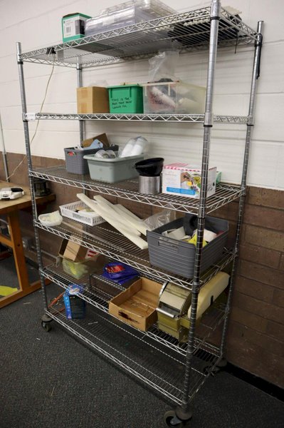 Rolling Wire Racking Unit with 6 Adjustable Shelves and Assorted Contents- Auction Item
