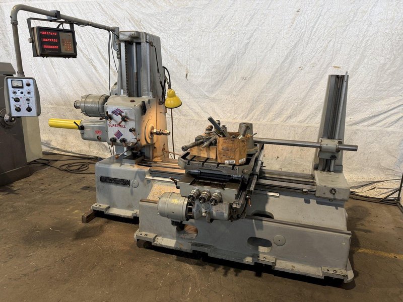 2" S&amp;S MACHINERY TABLE TYPE HORIZONTAL BORING MILL W/ TAILSTOCK. STOCK # 0224426
