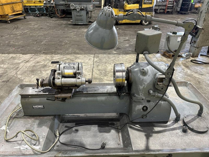 9" X 28" HARDINGE DV-59 LATHE WITH THEMAC ID GRINDER SPINDLE : STOCK #22733