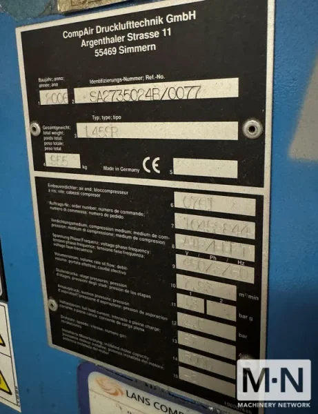 67HP CompAir L45SR Rotary Screw Air Compressor