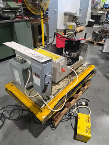 MATE M VALUGRIND Punch &amp; Die Grinder on BARRON Powered Scissor Lift Table #8147
