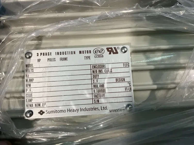 SUMITOMO HEAVY INDUSTRIES, INC. 5 HP GEAR DRIVE  -  RNYM5-1633-B-25