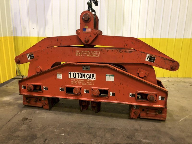 20,000 LB 10 TON BUSHMAN  MODEL #6107 DOUBLE RIM VERTICAL COIL LIFTING TONG SCISSOR TYPE COIL LIFT, NEW 2007: STOCK #15814