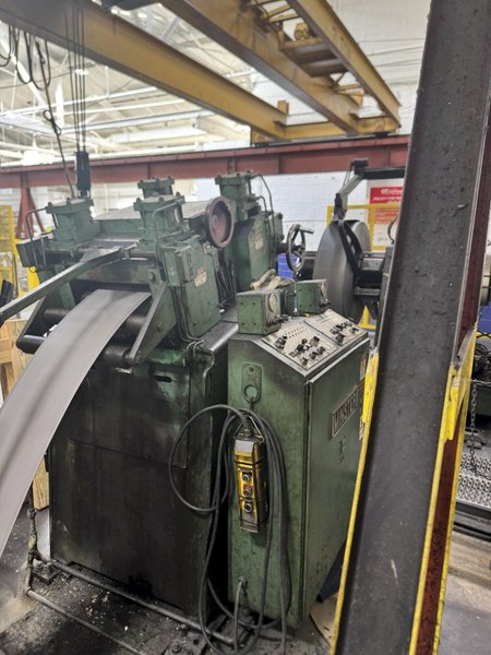 150 TON MINSTER P2-150-54 PIECE MAKER STRAIGHT SIDE HIGH SPEED PRESS WITH MINSTER FEEDLINE. STOCK # 0431226