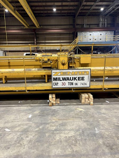 30 TON X 61'8" ZENAR DOUBLE GIRDER OVERHEAD BRIDGE CRANE 40' LIFT, CLASS D : YOBRO #25191