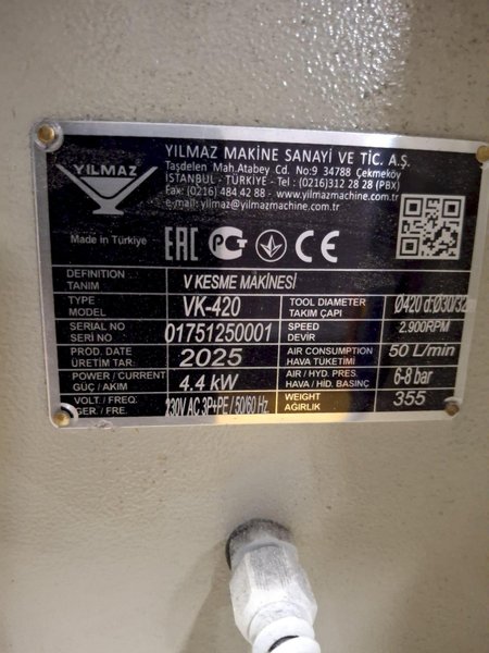 ATECH YILMAZ MODEL #VK 420 V-CUT &amp; 90° END NOTCHING SAW, NEW 2025 : YOBRO 26345