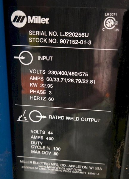 MILLER AXCESS 450 ARC WELDER USED