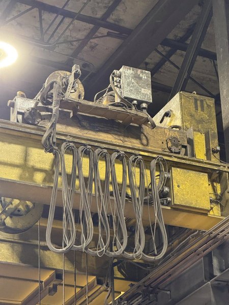 2021 Uesco 10 ton top running bridge crane s/n 21-4861, approx. 50' span, radio controlled, equipped with magnet controls