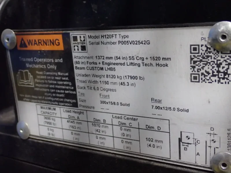 HYSTER 7950 LBS PROPANE FORKLIFT   -  H120FT