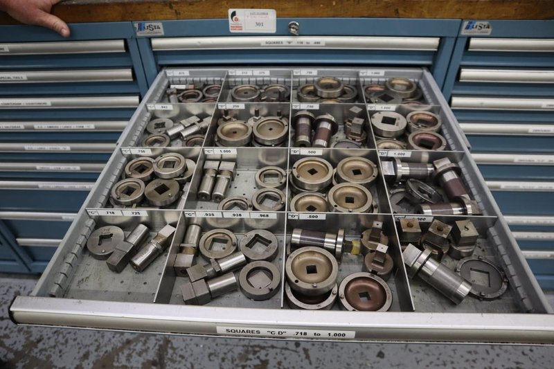 112 and Marathon 112, Turret Punch Tooling, (3) Lista Cabinets with Maple Top Loaded with Tooling- Auction Item