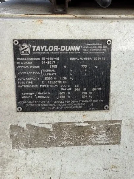 2017 TAYLOR DUNN &quot;BIGFOOT&quot; Industrial Utility Cart USA #7524