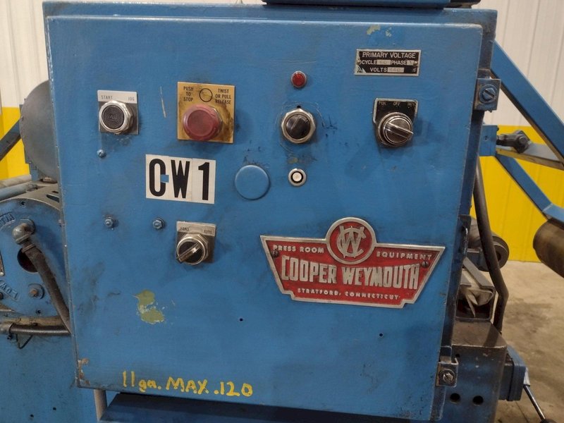 24" COOPER WEYMOUTH 7 ROLL MOTORIZED POWERED COIL STRIP STRAIGHTENER: STOCK #23702