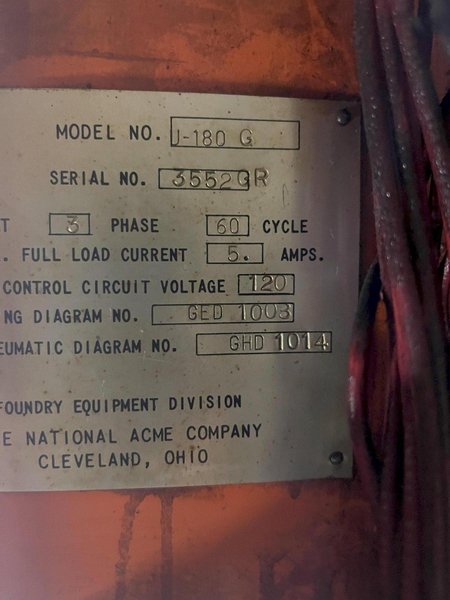 Shalco model u180 gas fired shell core machine with gun drilled heater plates, gas system and controls