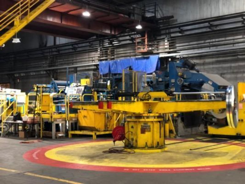 60" X .187" X 40,000# BRANER TURRET SLITTING LINE w/ 72" X 10K STAMCO PACKAGING LINE