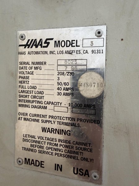 HAAS VF-3 CNC VERTICAL MACHINING CENTER W/ TOOLING. STOCK #1008225