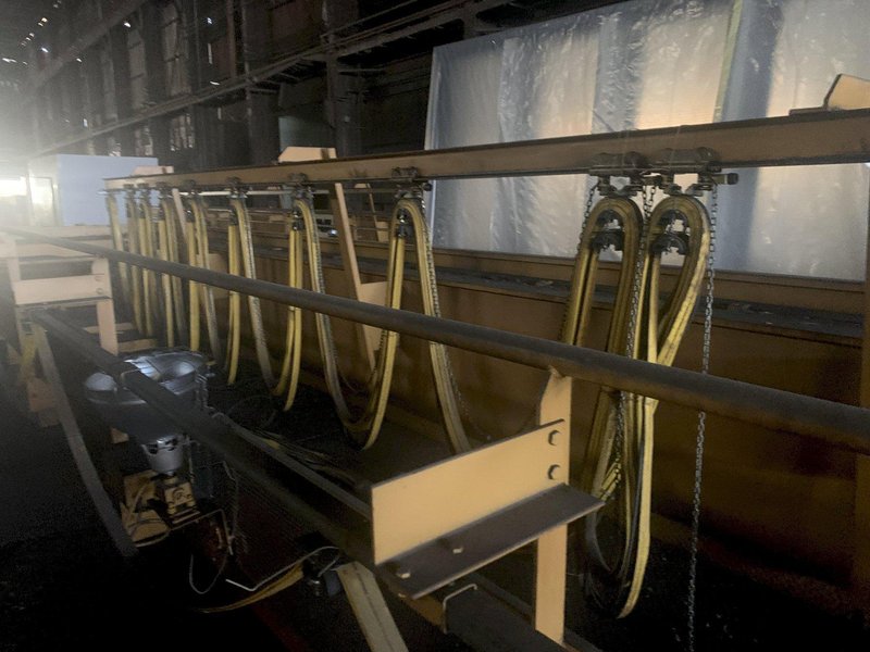 70 TON X 74'9" WHITING 8 WHEEL OVERHEAD BRIDGE CRANE WITH 35 TON AUXILIARY, NEW 2002: STOCK 13210