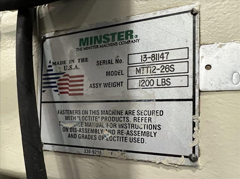 MINSTER Complete Coil Feed Line 15,000 Lbs. x 26&quot; Wide