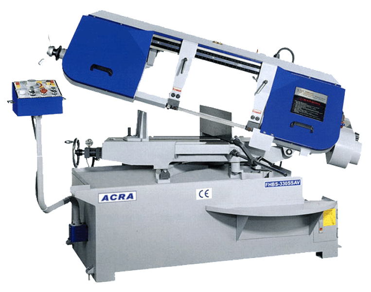 12" X 19" ACRA MODEL BS330SSAV SEMI-AUTO VARIABLE SPEED MITERING HORIZONTAL BANDSAW WITH HYDRAULIC VISE
