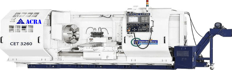28&quot; X 120&quot; ACRA MODEL CET28120 HOLLOW SPINDLE CNC FLAT BED LATHE WITH FANUC OITF CONTROLLER