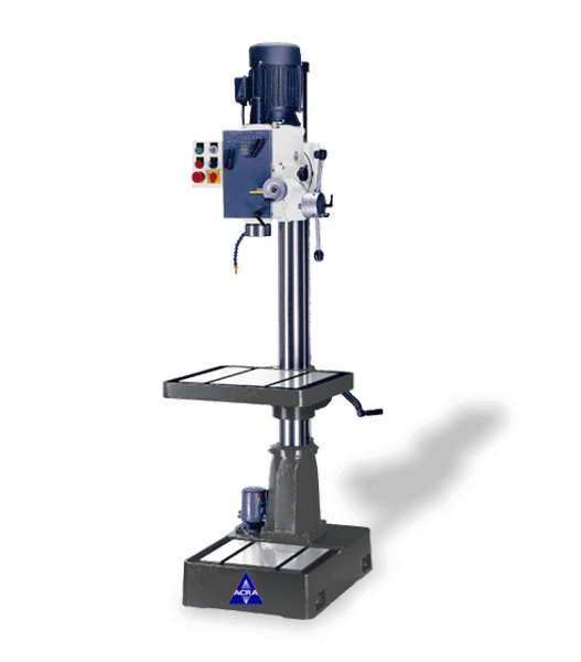 ACRA MODEL RF-46SF HEAVY DUTY GEAR HEAD DRILL PRESS MACHINE WITH POWER DOWN FEED AND COOLANT SYSTEM