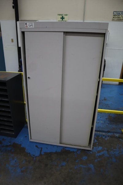 Sliding Door Adjustable Shelf Metal Cabinet- Auction Item