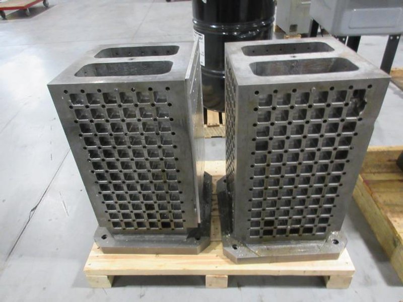 500mm Pallet (2pcs), 16" x 16" Square Tombstone with Mounting Grid of Pin and Threaded Holes, Pocketed to Lighten- Auction Item