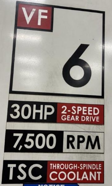 Haas VF-6/50 VMC, 2006- Thru Spindle Coolant, Wired for Probes