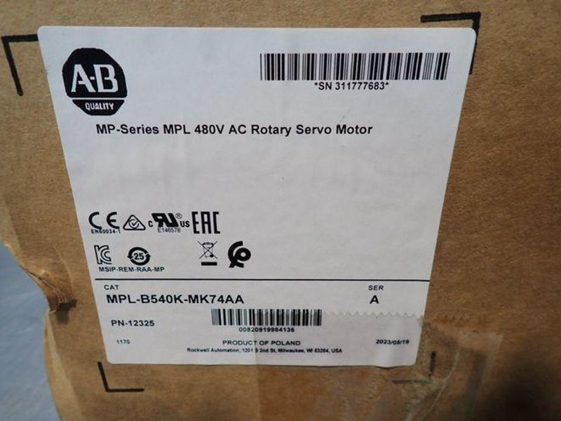 Allen-bradley Mp Series Ac Rotary Servo Motor - Mpl-b540k-mk74aa