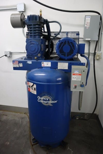 Quincy QT-7.5 Air Compressor, 7.5 HP, 80 Gallon Vertical Air Tank- Auction Item