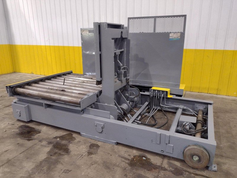 20,000 LBS X 54" X 36" BRANER HYDRAULIC COIL CAR UPENDER WITH POWER FEED CONVEYOR: YOBRO #25238