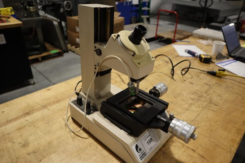 Toolmakers Microscope w .0001" Res Micrometer Table Feed Handles, Surface and Profile Illumination- Auction Item