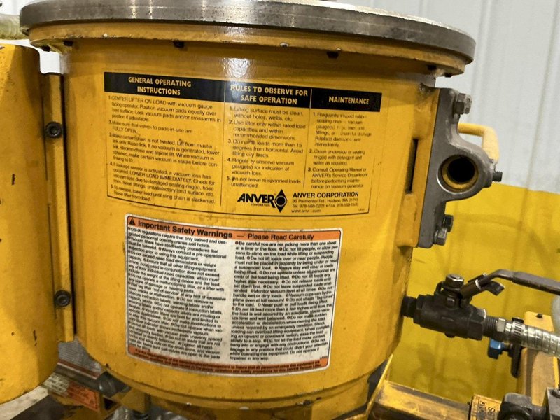 2,000 LBS ANVER MODEL #VLS-07 SELF CONTAINED ELECTRIC POWERED VACUUM SHEET LIFTER: YOBRO #25322