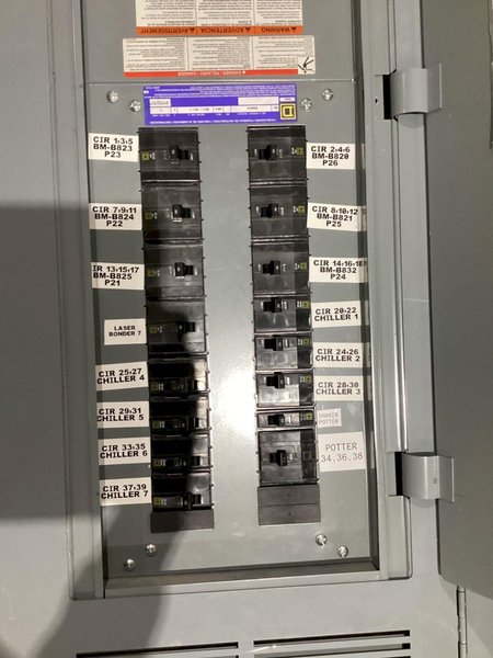 Square D NQ442L4 42 Circuit 400A Panelboard 240VAC 48VDC, 3PH, 4W USED