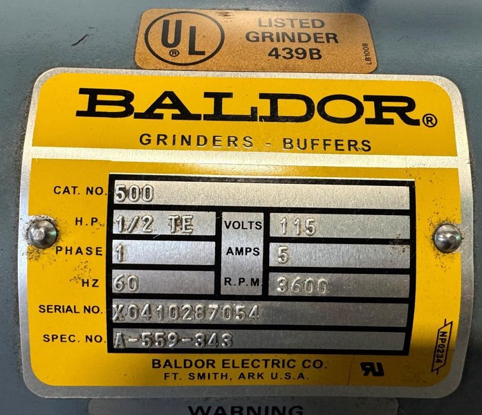 6&quot; Baldor D.E. Carbide Grinder 500, Pedestal Base, 1/2 HP, 1 Phase